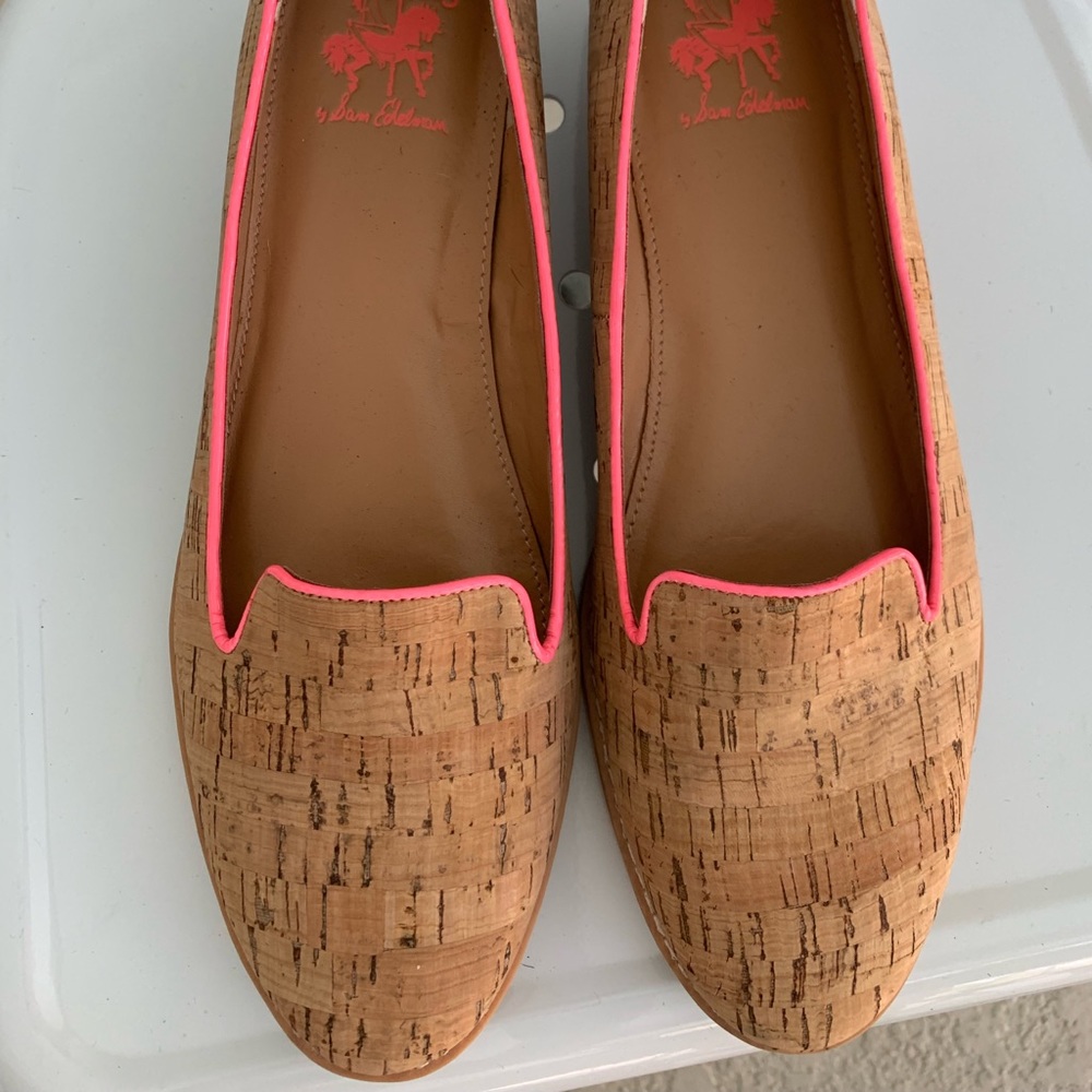Circus by Sam Edelman womens sz 9.5 cork with neon pink trim Addison loafers